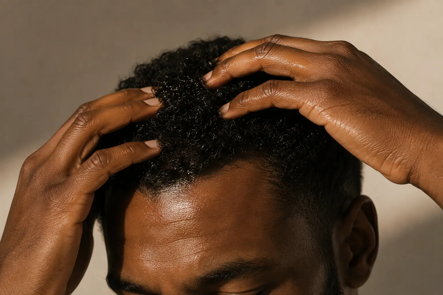 THE OIL worked into the scalp and coils with the fingertips